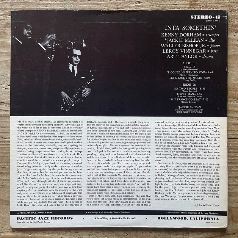 KENNY DORHAM & JACKIE McLEAN / INTA SOMETHIN' - US Pacific Jazz/Liberty