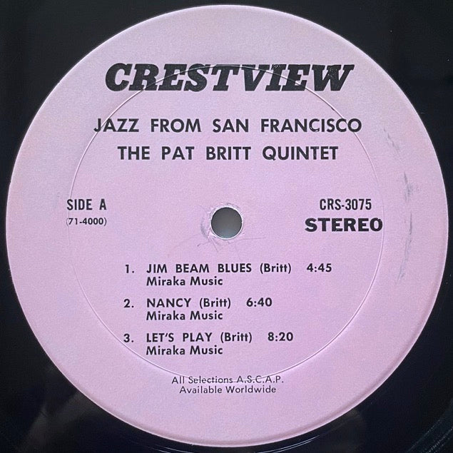 PAT BRITT QUINTET / JAZZ FROM SAN FRANCISCO - US Crestview Original