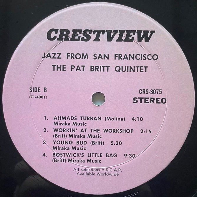 PAT BRITT QUINTET / JAZZ FROM SAN FRANCISCO - US Crestview Original