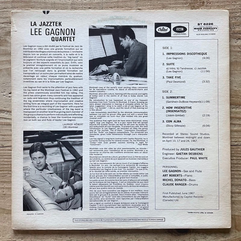 LEE GAGNON QUARTET / LA JAZZTEK - Canadian Capitol Original