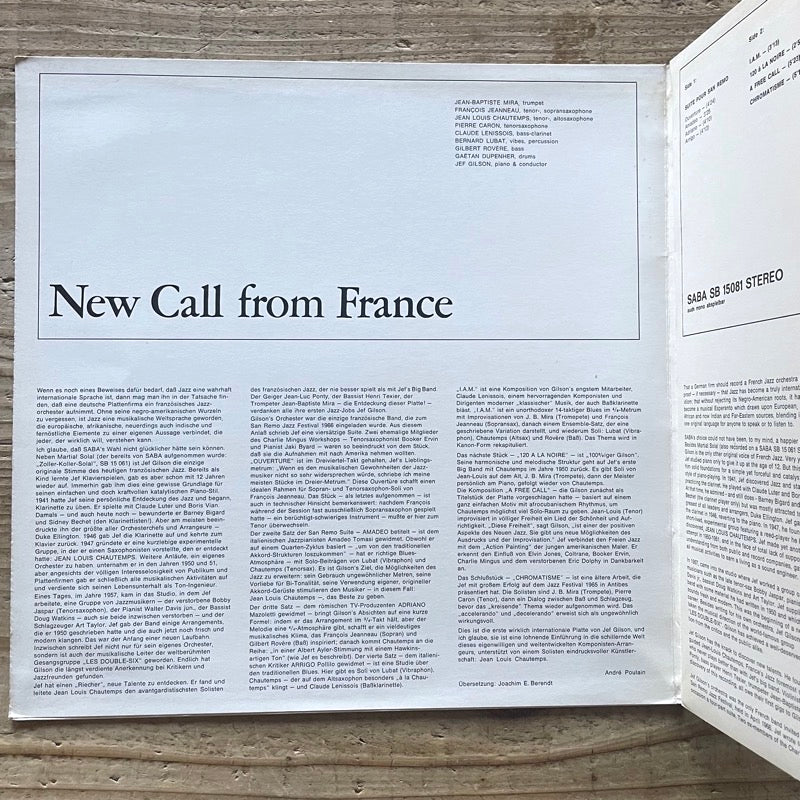 JEF GILSON NONET / NEW CALL FROM FRANCE - German Saba Original