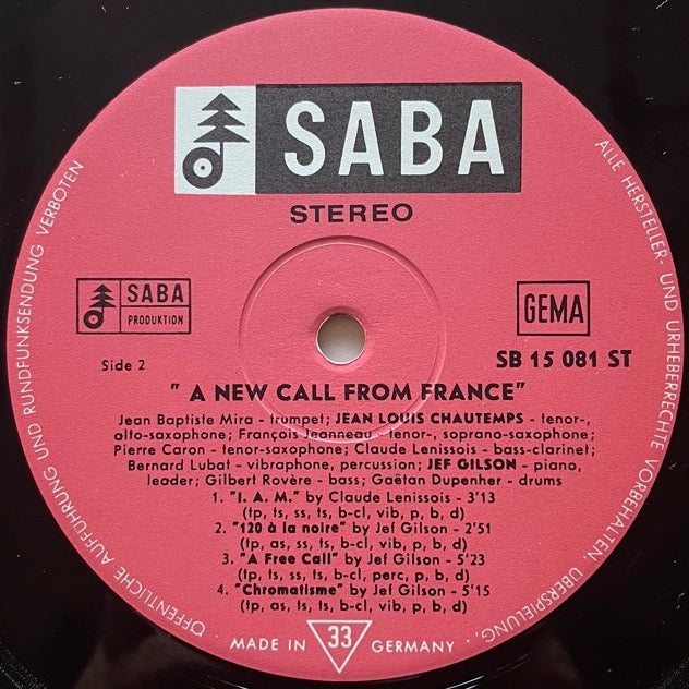 JEF GILSON NONET / NEW CALL FROM FRANCE - German Saba Original