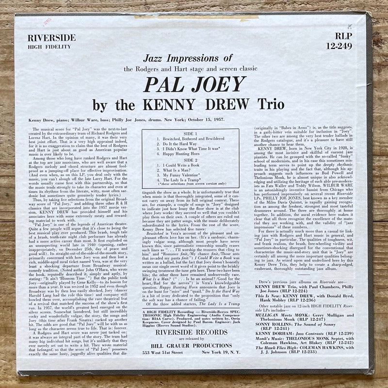 KENNY DREW TRIO / PAL JOEY - US Riverside Original
