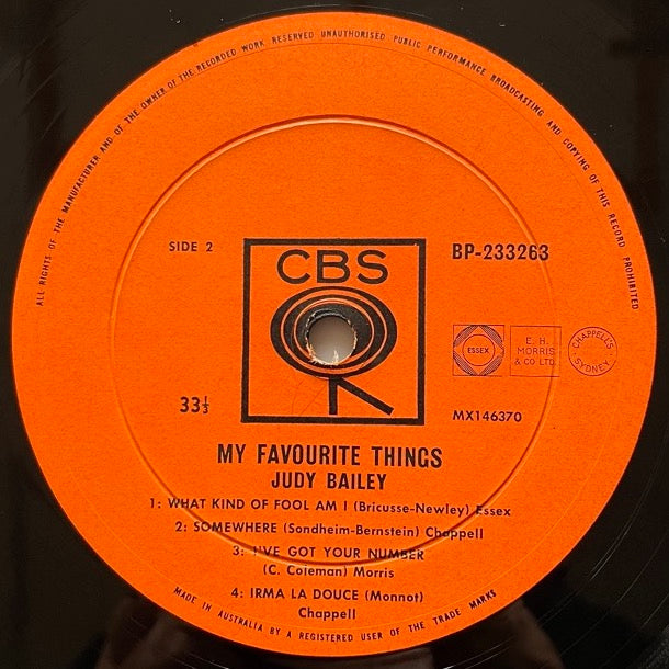 JUDY BAILEY TRIO & QUINTET / MY FAVOURITE THINGS - Australian original