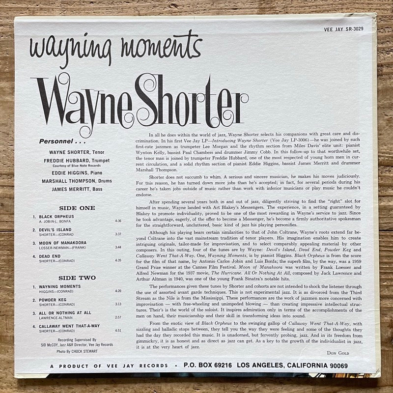 WAYNE SHORTER / WAYNING MOMENTS - US Vee-Jay