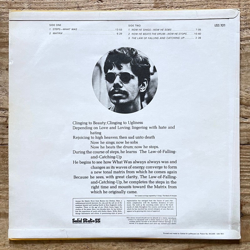 CHICK COREA / NOW HE SINGS, NOW HE SOBS - UK Solid State
