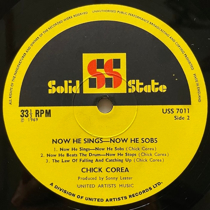 CHICK COREA / NOW HE SINGS, NOW HE SOBS - UK Solid State