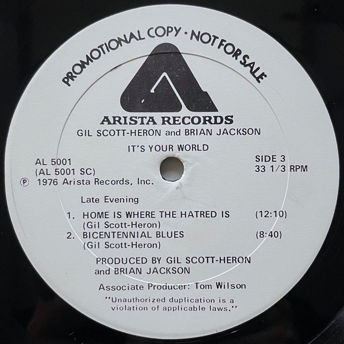 GIL SCOTT-HERON & BRIAN JACKSON / IT'S YOUR WORLD (2LP) - US Arista Promo Original