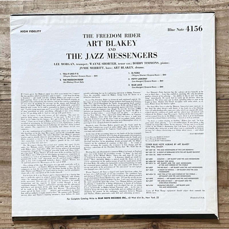 ART BLAKEY & THE JAZZ MESSENGERS / THE FREEDOM RIDER - US Blue Note Mono Original