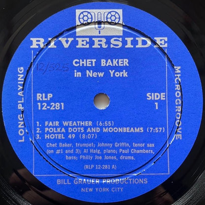 CHET BAKER / IN NEW YORK - US Riverside Original