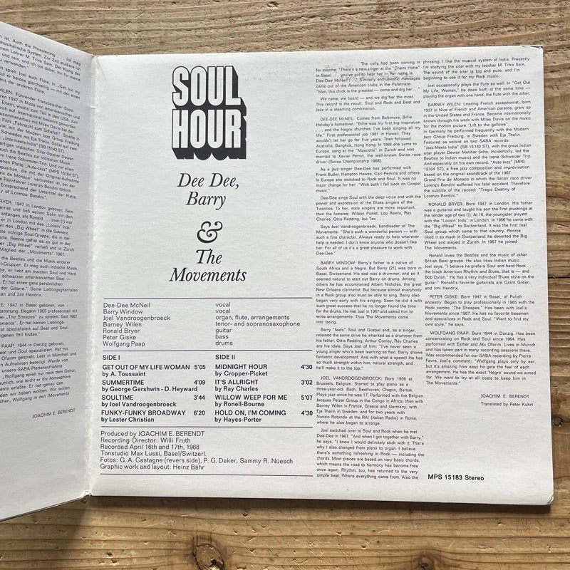 DEE DEE, BARRY & THE MOVEMENTS / SOUL HOUR - German MPS Original