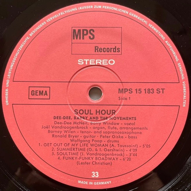 DEE DEE, BARRY & THE MOVEMENTS / SOUL HOUR - German MPS Original