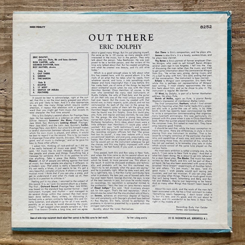 ERIC DOLPHY / OUT THERE - US Prestige RVG