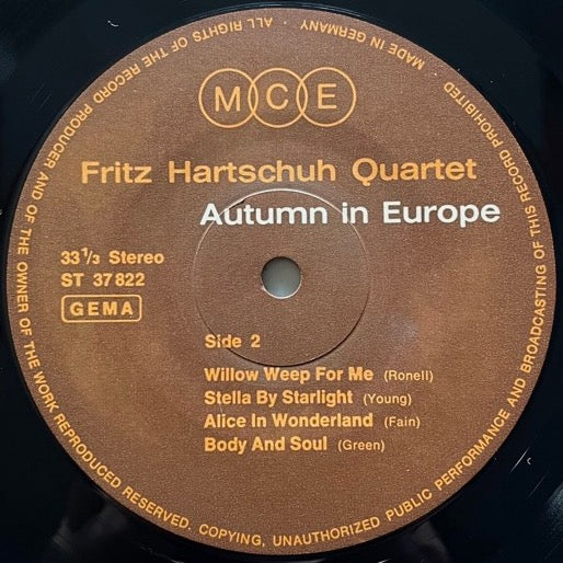 FRITZ HARTSCHUH QUARTET / AUTUMN IN EUROPE - German MCE Original