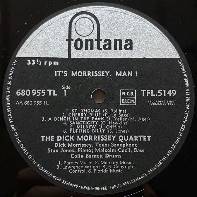 DICK MORRISSEY QUARTET / IT'S MORRISSEY MAN! - UK Fontana Original