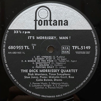 DICK MORRISSEY QUARTET / IT'S MORRISSEY MAN! - UK Fontana Original