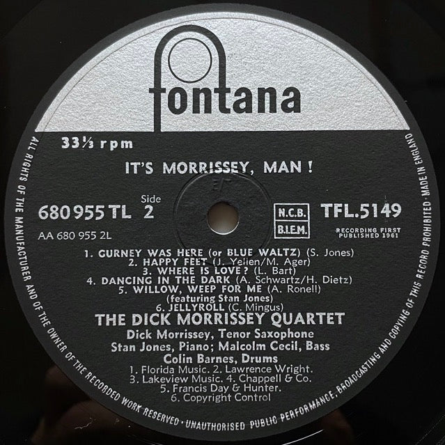 DICK MORRISSEY QUARTET / IT'S MORRISSEY MAN! - UK Fontana Original