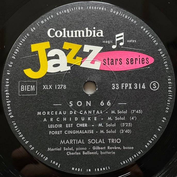 MARTIAL SOLAL TRIO / SON 66 - French Columbia Original