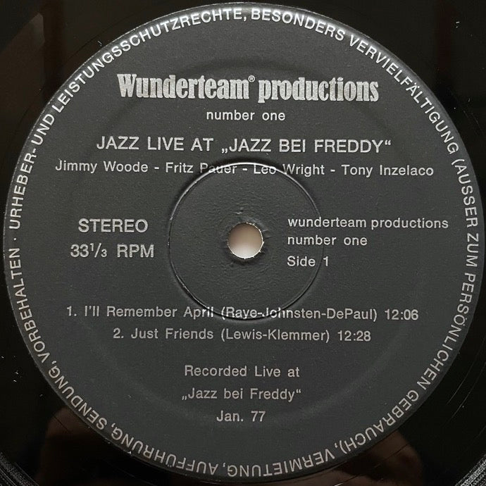 JIMMY WOODE, FRITZ PAUER, LEO WRIGHT, TONY INZELACO / JAZZ LIVE AT JAZZ BEI FREDDY - Austria Original Rare!