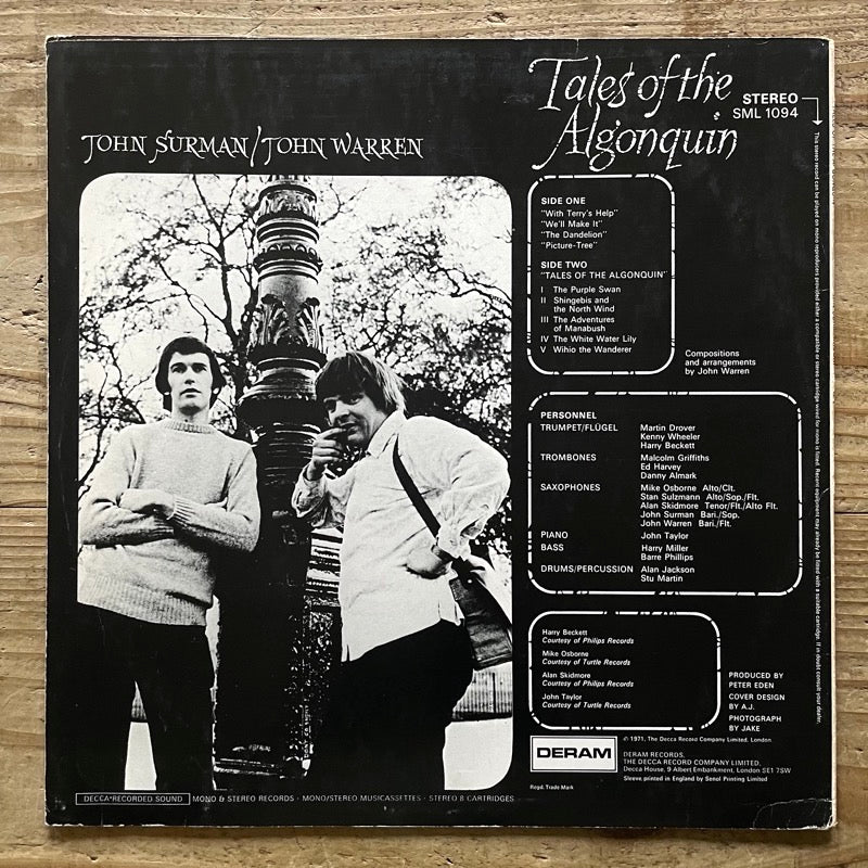 JOHN SURMAN - JOHN WARREN / TALES OF ALGONQUIN- UK Deram Original