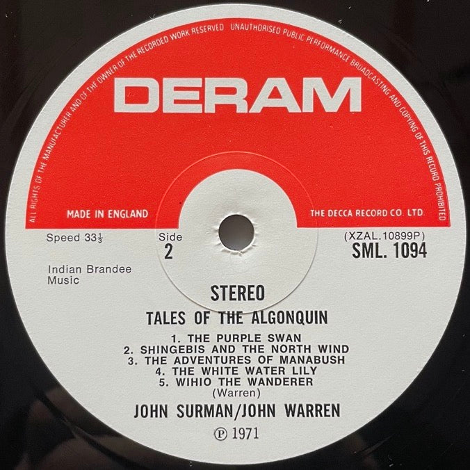 JOHN SURMAN - JOHN WARREN / TALES OF ALGONQUIN- UK Deram Original