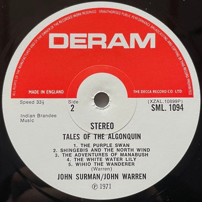 JOHN SURMAN - JOHN WARREN / TALES OF ALGONQUIN- UK Deram Original