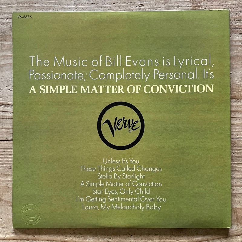 BILL EVANS TRIO / A SIMPLE MATTER OF CONVICTION - US Verve Original