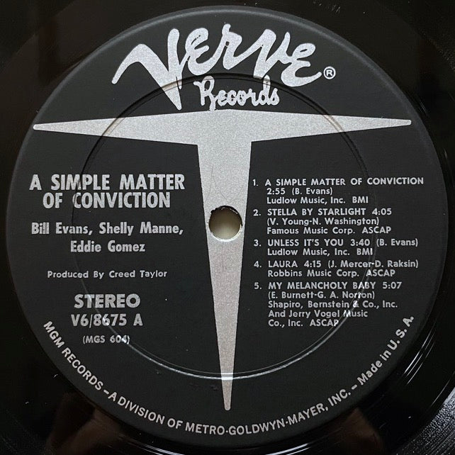 BILL EVANS TRIO / A SIMPLE MATTER OF CONVICTION - US Verve Original