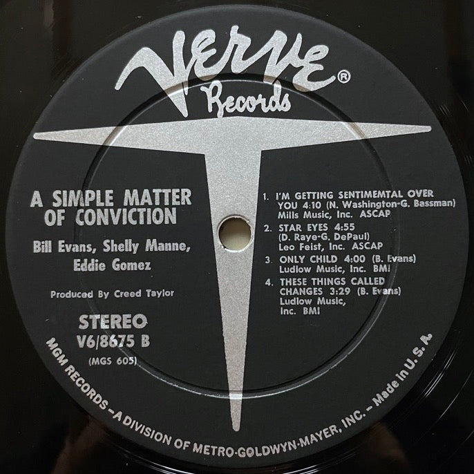 BILL EVANS TRIO / A SIMPLE MATTER OF CONVICTION - US Verve Original