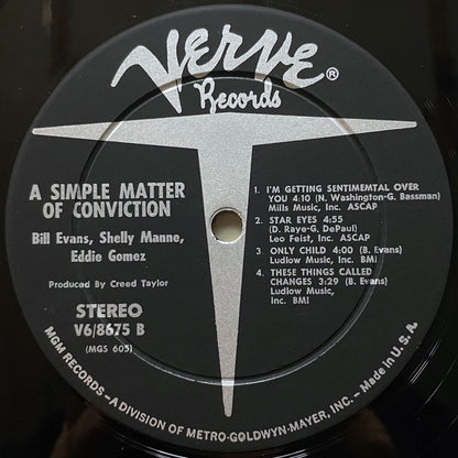BILL EVANS TRIO / A SIMPLE MATTER OF CONVICTION - US Verve Original