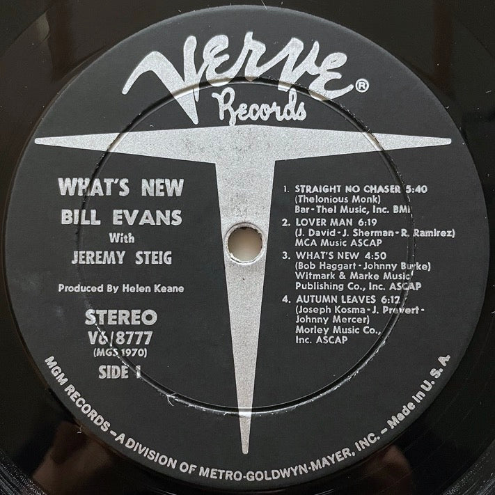 BILL EVANS with JEREMY STEIG / WHAT'S NEW - US Verve Original