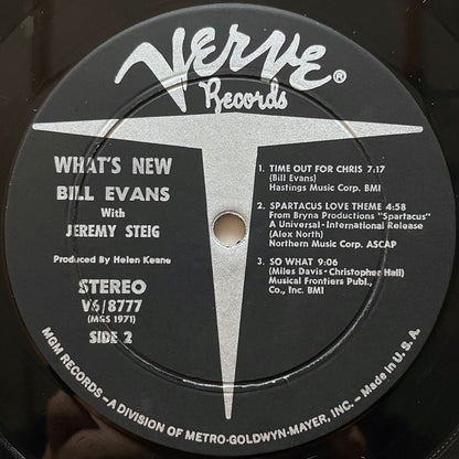 BILL EVANS with JEREMY STEIG / WHAT'S NEW - US Verve Original