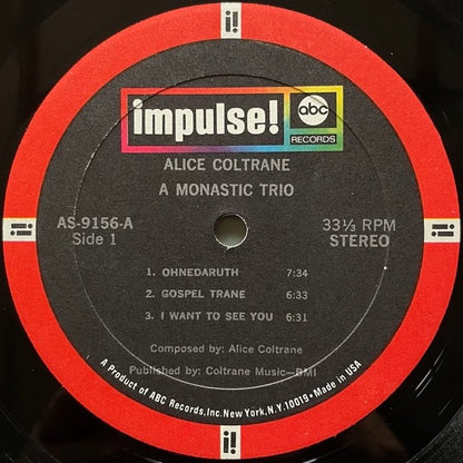 ALICE COLTRANE / A MONASTIC TRIO - US Impulse Original