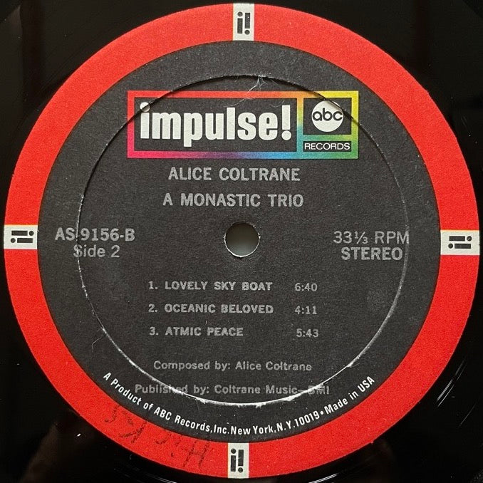 ALICE COLTRANE / A MONASTIC TRIO - US Impulse Original