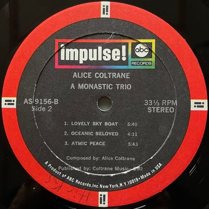 ALICE COLTRANE / A MONASTIC TRIO - US Impulse Original