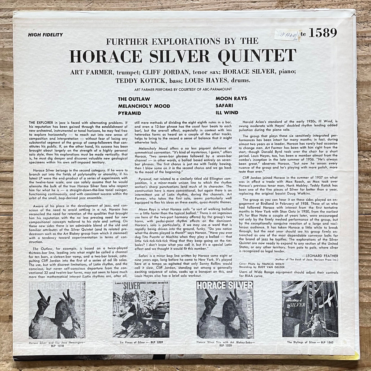 HORACE SILVER QUINTET / FURTHER EXPLORATIONS - US Blue Note