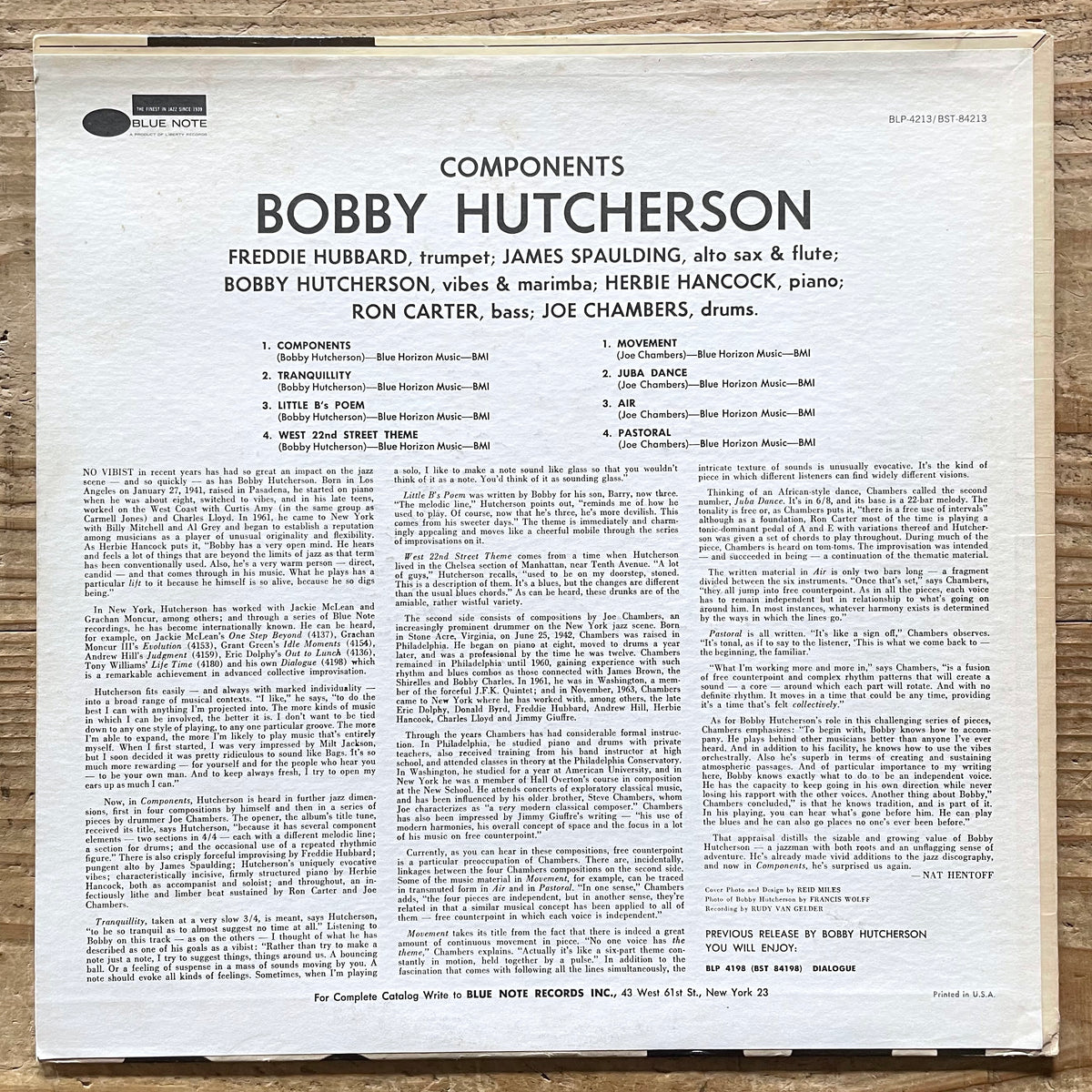 BOBBY HUTCHERSON / COMPONENTS - US Blue Note ♪ VAN GELDER