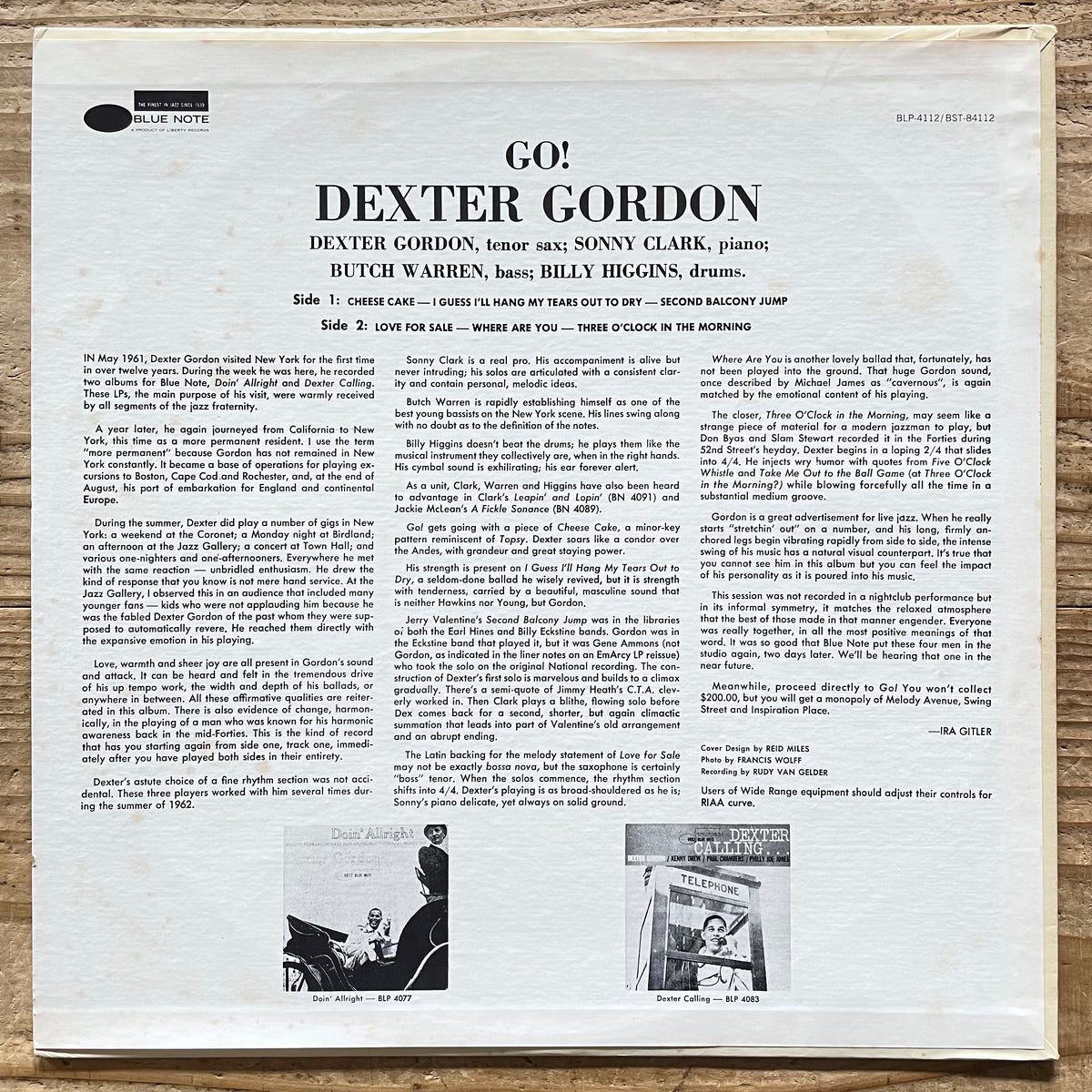 DEXTER GORDON / GO - US Blue Note ♪ VAN GELDER