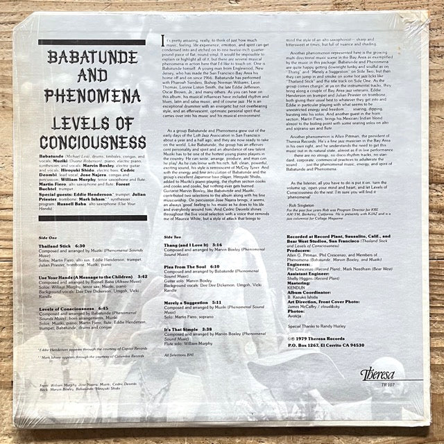 BABATUNDE AND PHENOMENA / LEVELS OF CONCIOUSNESS - US Theresa Original