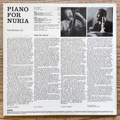 TETE MONTOLIU TRIO / PIANO FOR NURIA - German Saba Original
