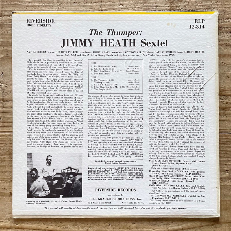 JIMMY HEATH SEXTET / THE THUMPER - US Riverside Original