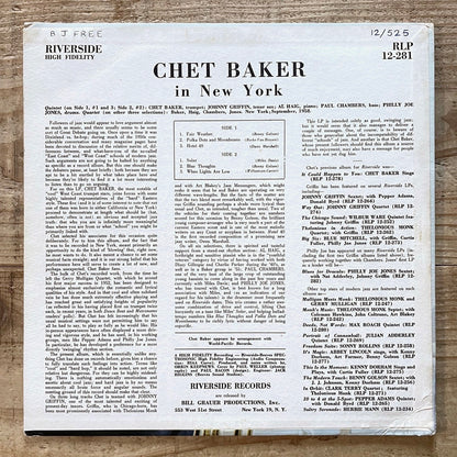 CHET BAKER / IN NEW YORK - US Riverside Original