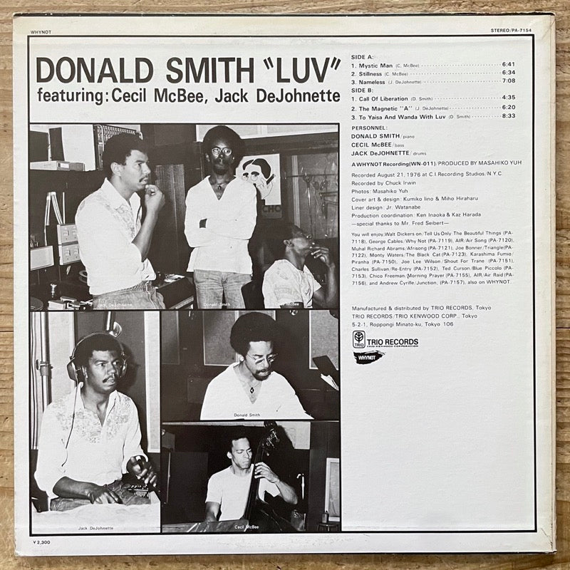 DONALD SMITH feat. CECIL McBEE, JACK DeJOHNNETTE / LUV - Japan Whynot Original