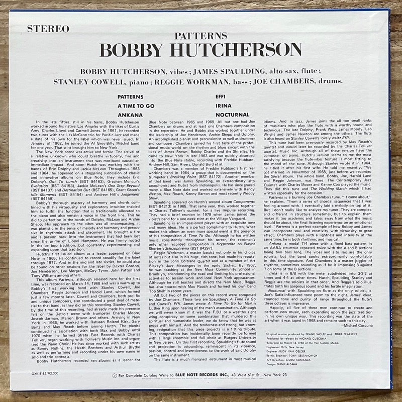 BOBBY HUTCHERSON / PATTERNS - Japan Blue Note Original