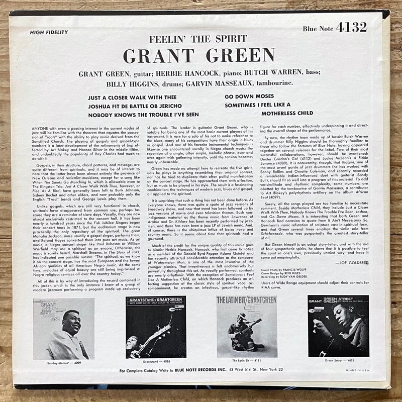 GRANT GREEN / FEELIN' THE SPIRIT - US Blue Note Liberty MONO VAN GELDER