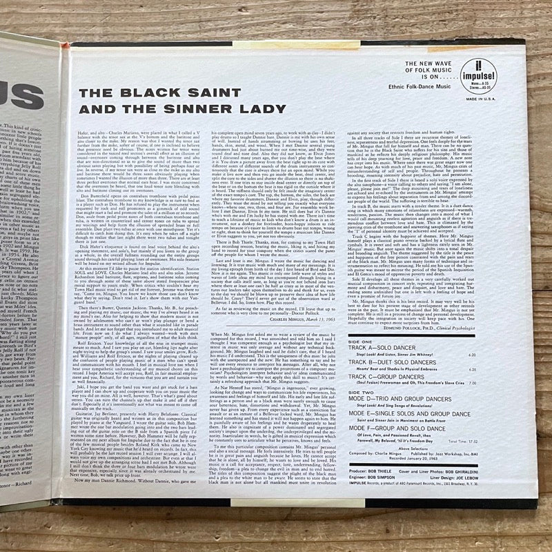 CHARLIE MINGUS / THE BLACK SAINT AND THE SINNER LADY - US Impulse Original