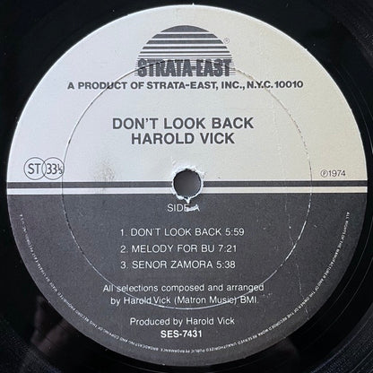 HAROLD VICK / DON'T LOOK BACK - US Strata-East Original