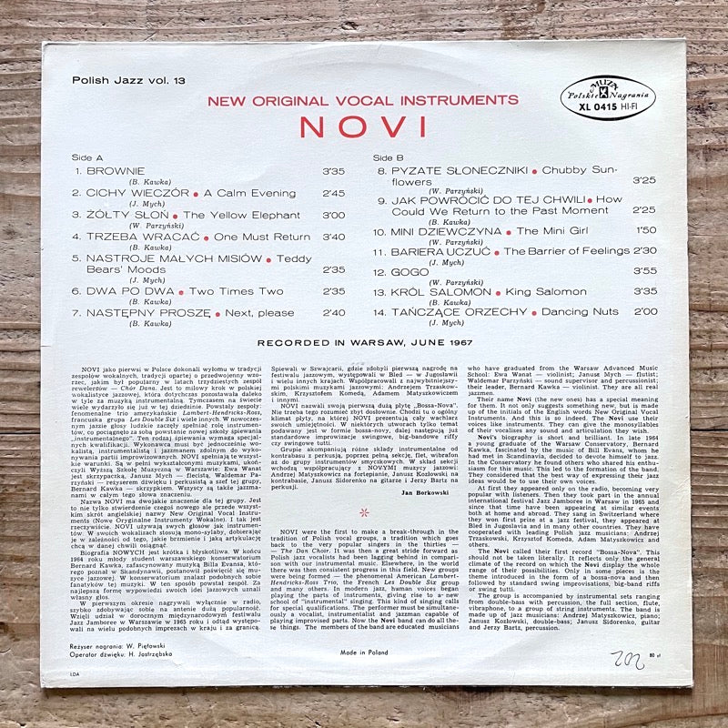 NOVI SINGERS / BOSSA NOVA - Polish Muza Original