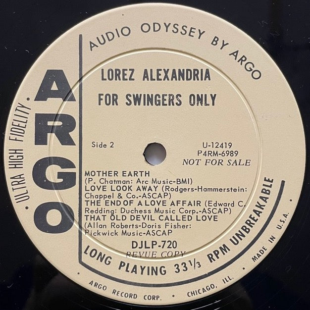 LOREZ ALEXANDRIA / FOR SWINGERS ONLY - US Argo Promo Original