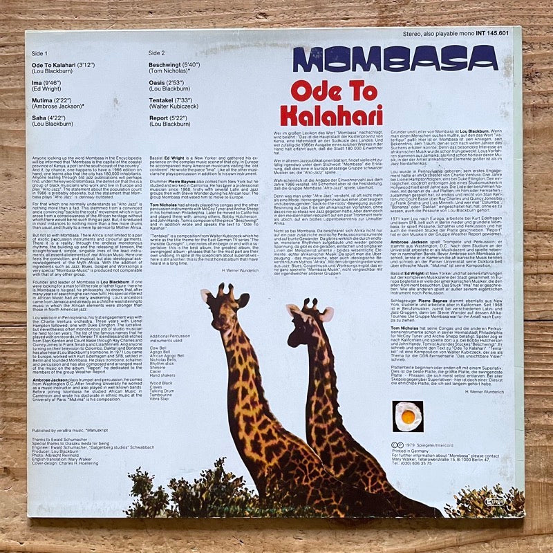 MOMBASA / ODE TO KALAHARI - German Spiegelei Original